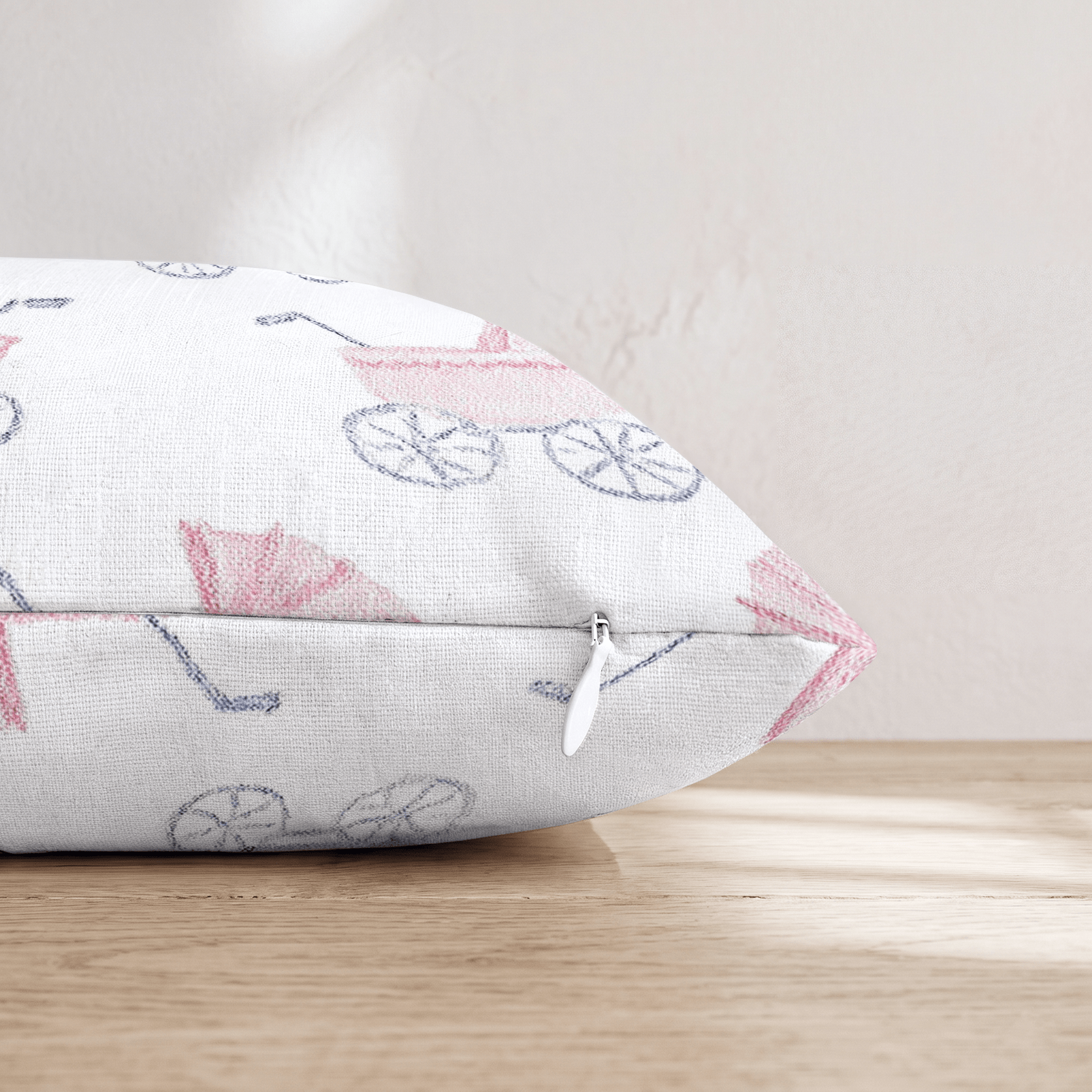 Pink Strollers Throw Pillow - Hillcroft Home