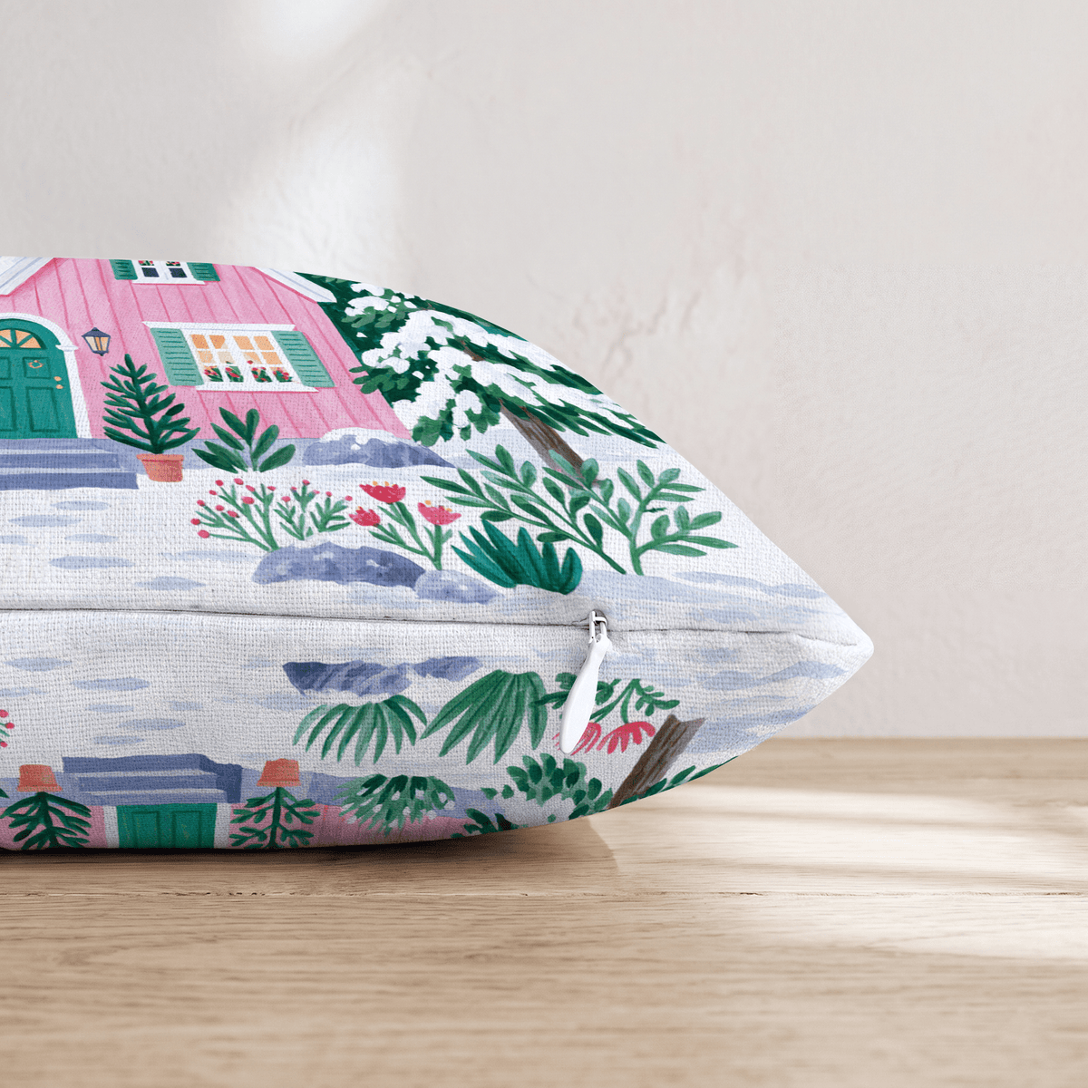 Pink Timber Forest Cabin Throw Pillow - Hillcroft Home