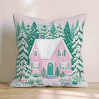 Pink Timber Forest Cabin Throw Pillow - Hillcroft Home