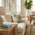 Pink Trunk Palm Cream Throw Pillow - Hillcroft Home