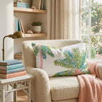 Pink Trunk Palm Cream Throw Pillow - Hillcroft Home