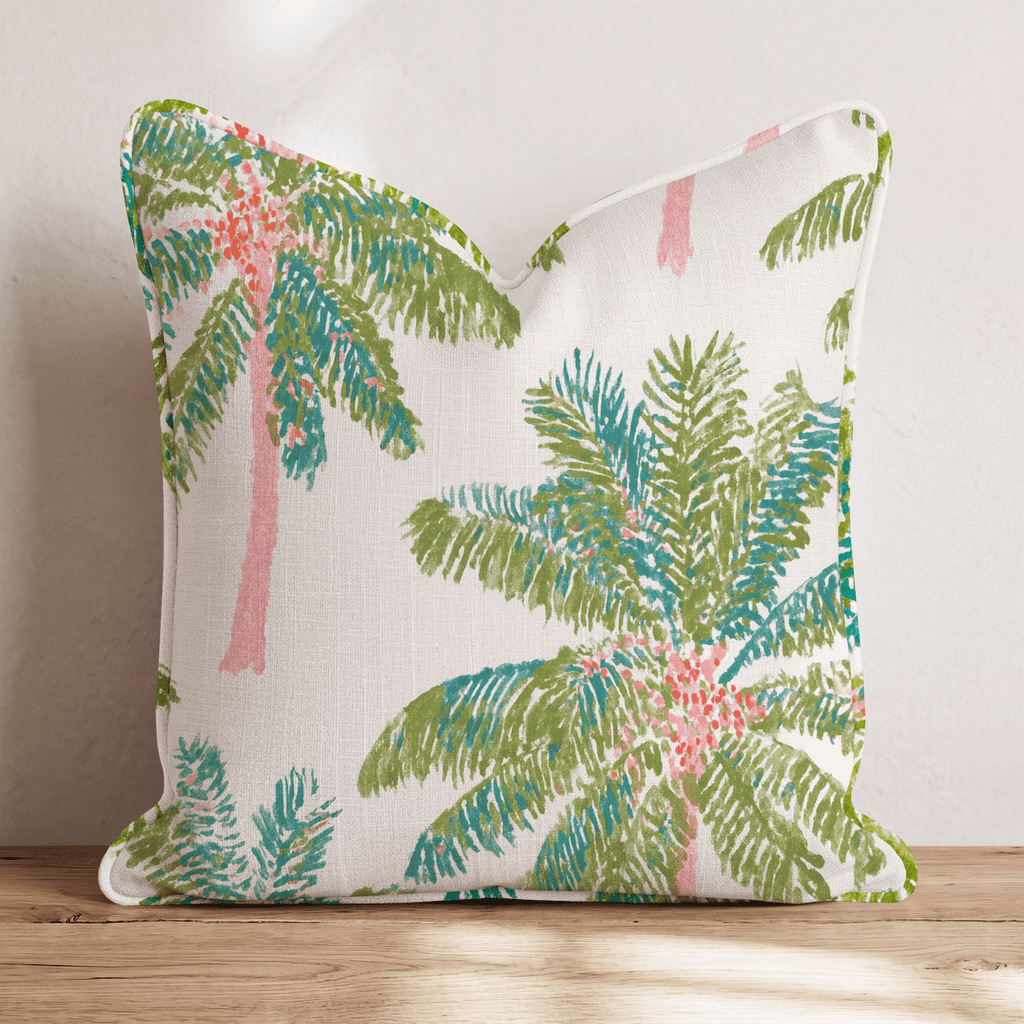 Pink Trunk Palm Cream Throw Pillow - Hillcroft Home