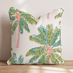 Pink Trunk Palm Cream Throw Pillow - Hillcroft Home
