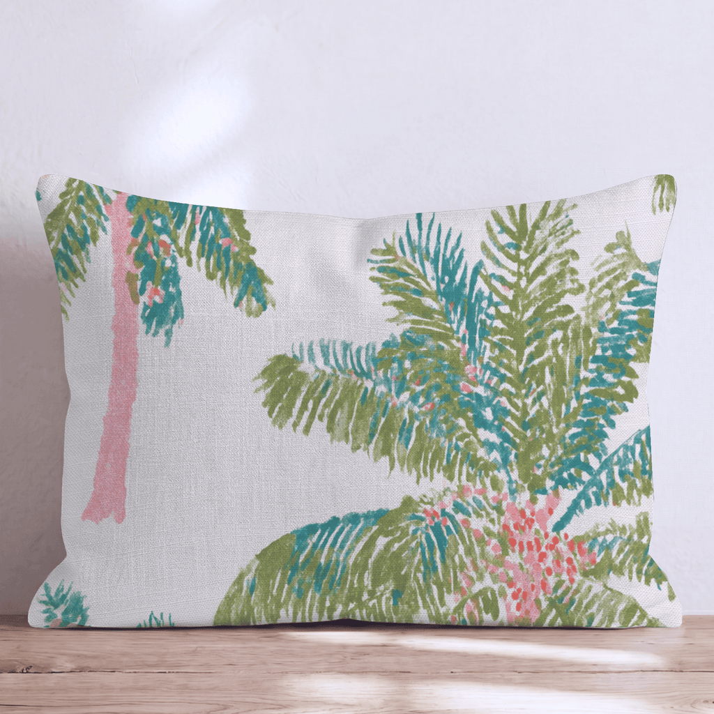 Pink Trunk Palm Cream Throw Pillow - Hillcroft Home