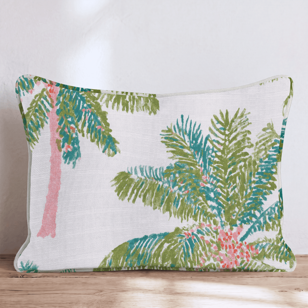 Pink Trunk Palm Cream Throw Pillow - Hillcroft Home