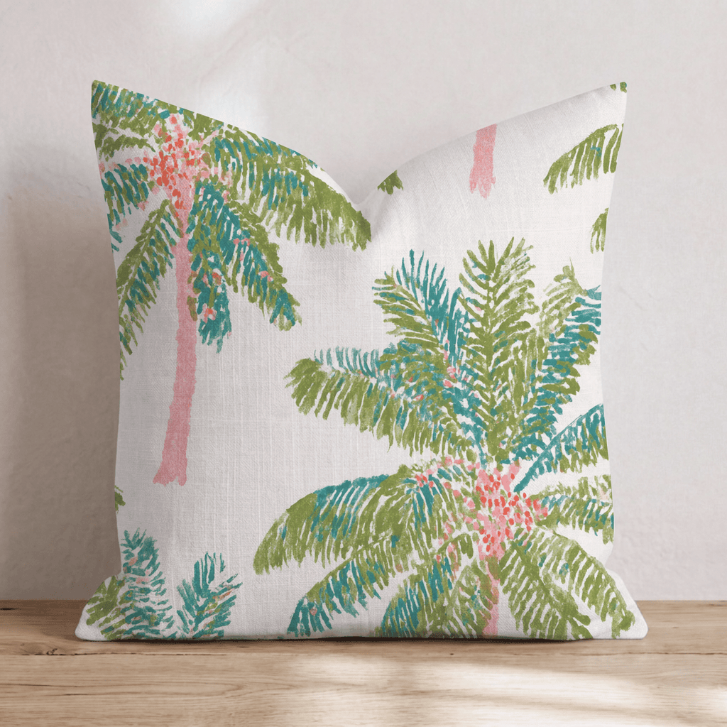 Pink Trunk Palm Cream Throw Pillow - Hillcroft Home