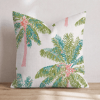 Pink Trunk Palm Cream Throw Pillow - Hillcroft Home