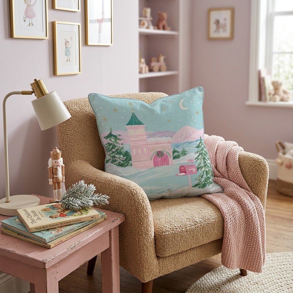 Pink Turret North Pole Throw Pillow - Hillcroft Home