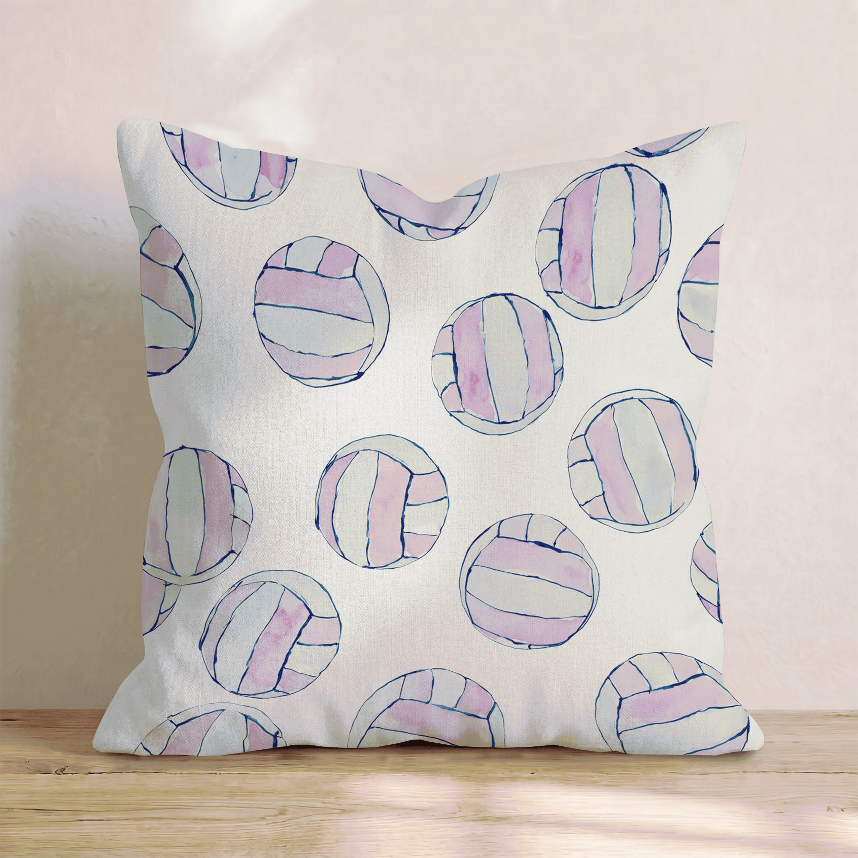 Pink Watercolor Volleyball Throw Pillow - Hillcroft Home