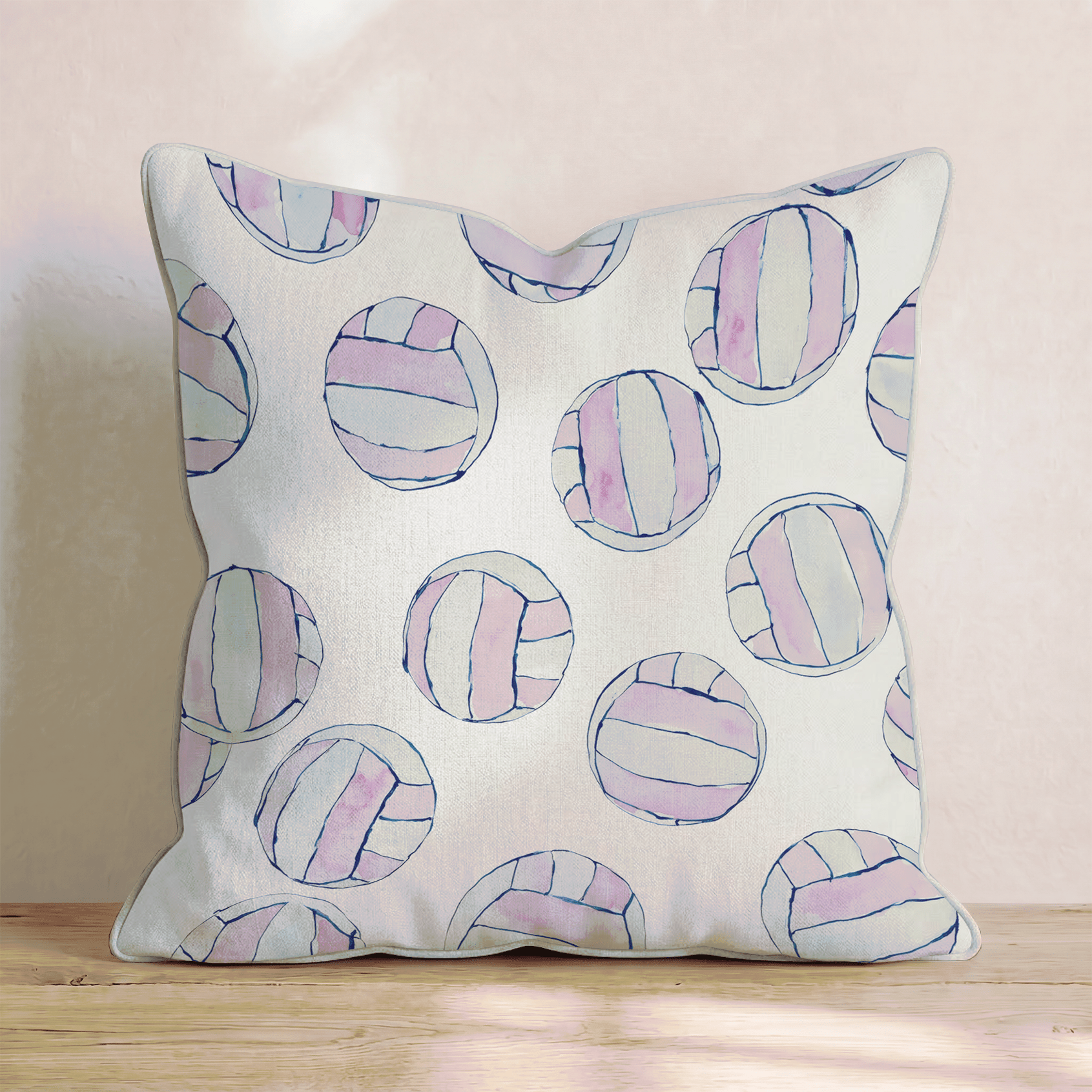 Pink Watercolor Volleyball Throw Pillow - Hillcroft Home