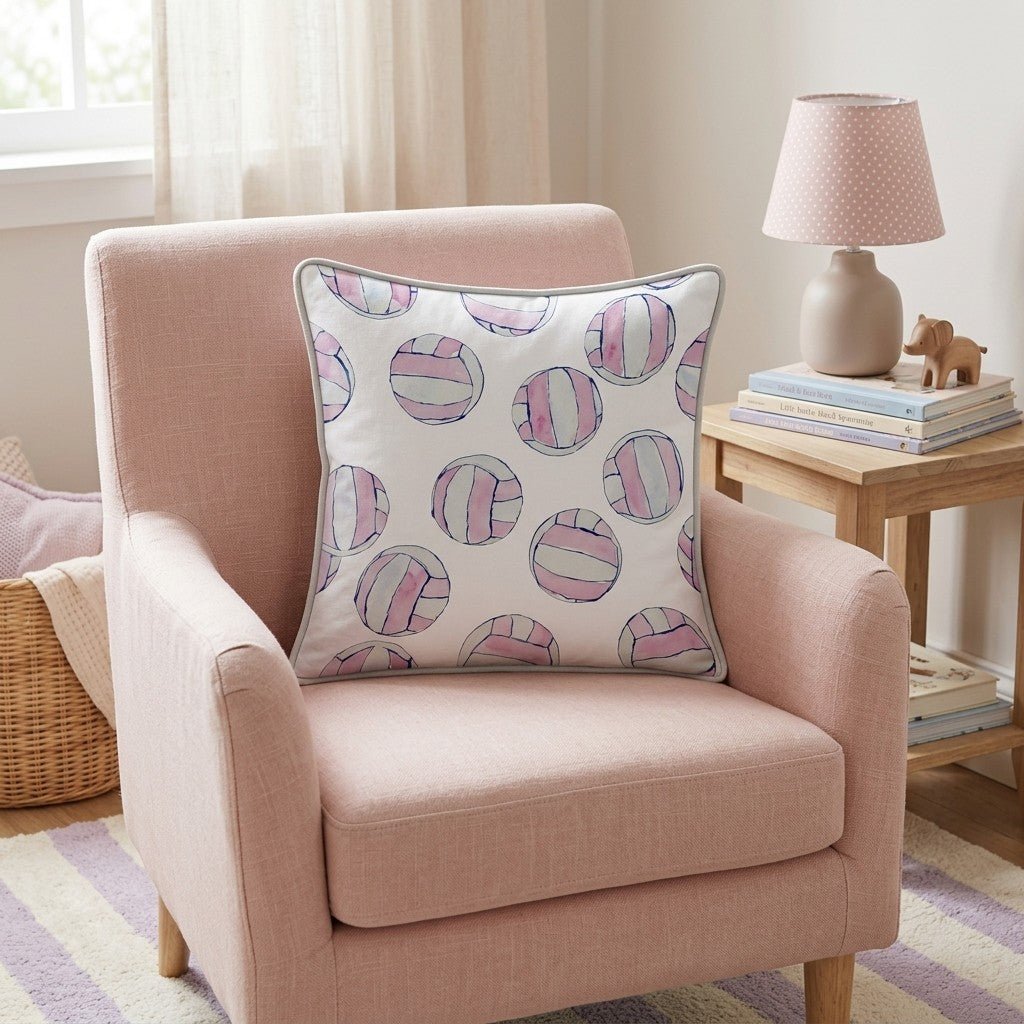 Pink Watercolor Volleyball Throw Pillow - Hillcroft Home