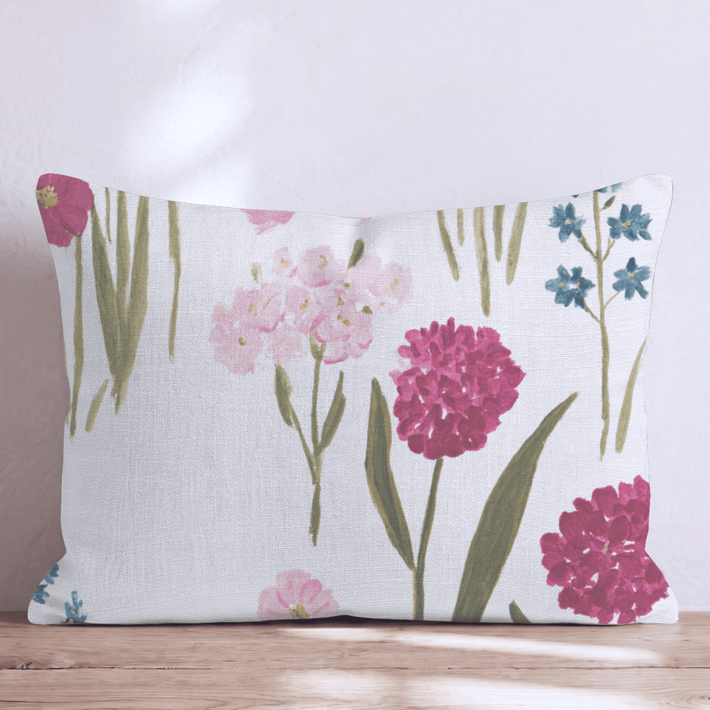 Pink Wildflower Garden Throw Pillow - Hillcroft Home