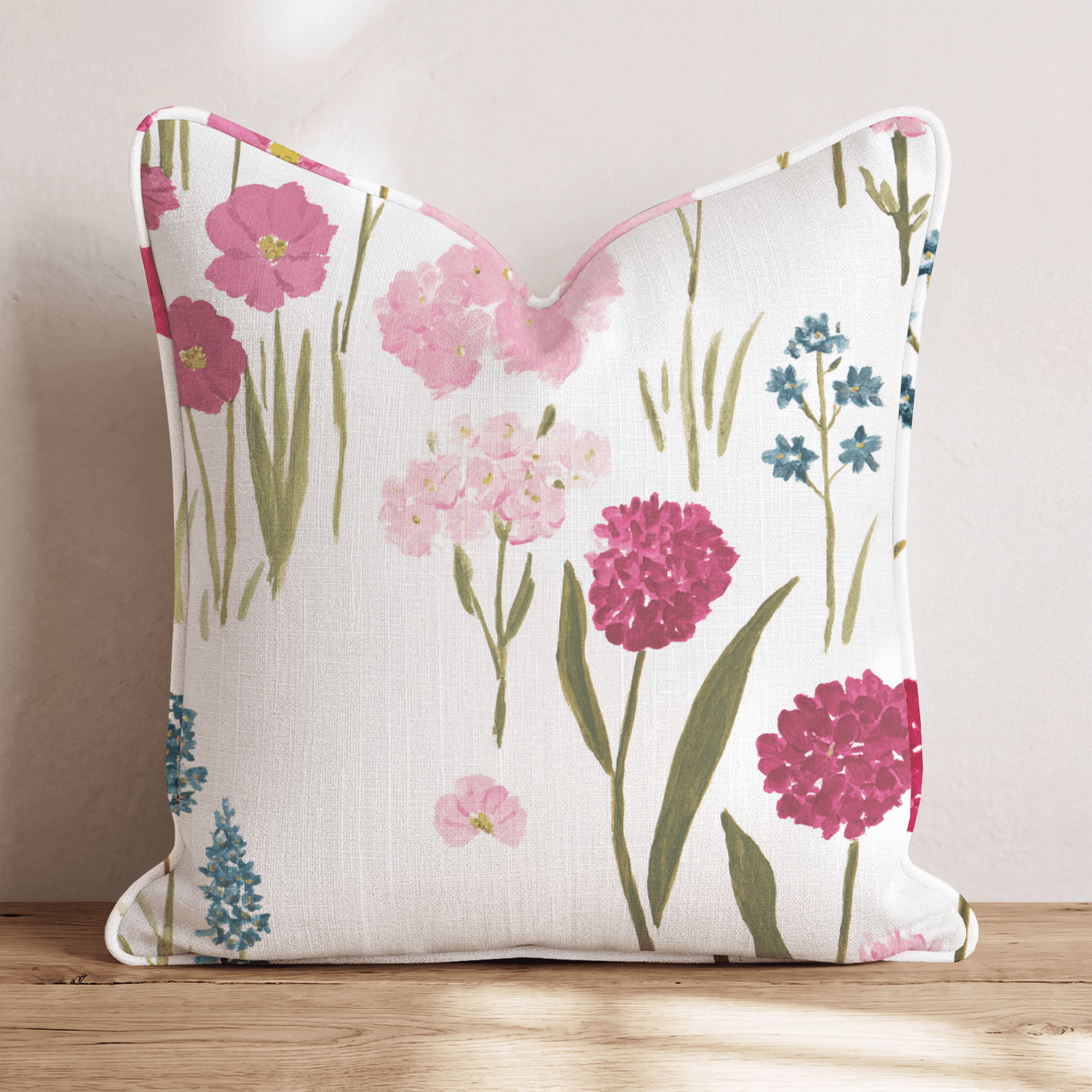 Pink Wildflower Garden Throw Pillow - Hillcroft Home