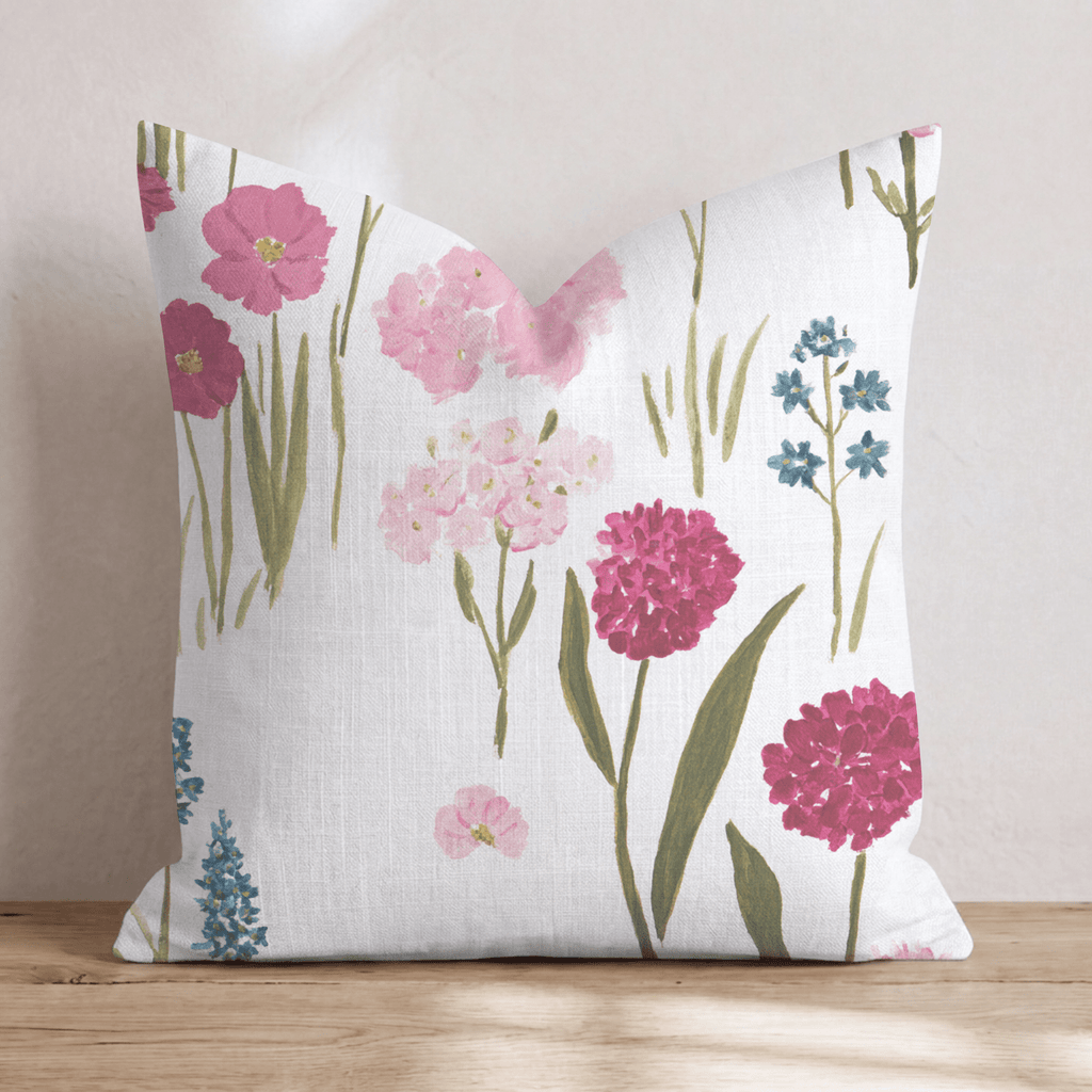 Pink Wildflower Garden Throw Pillow - Hillcroft Home