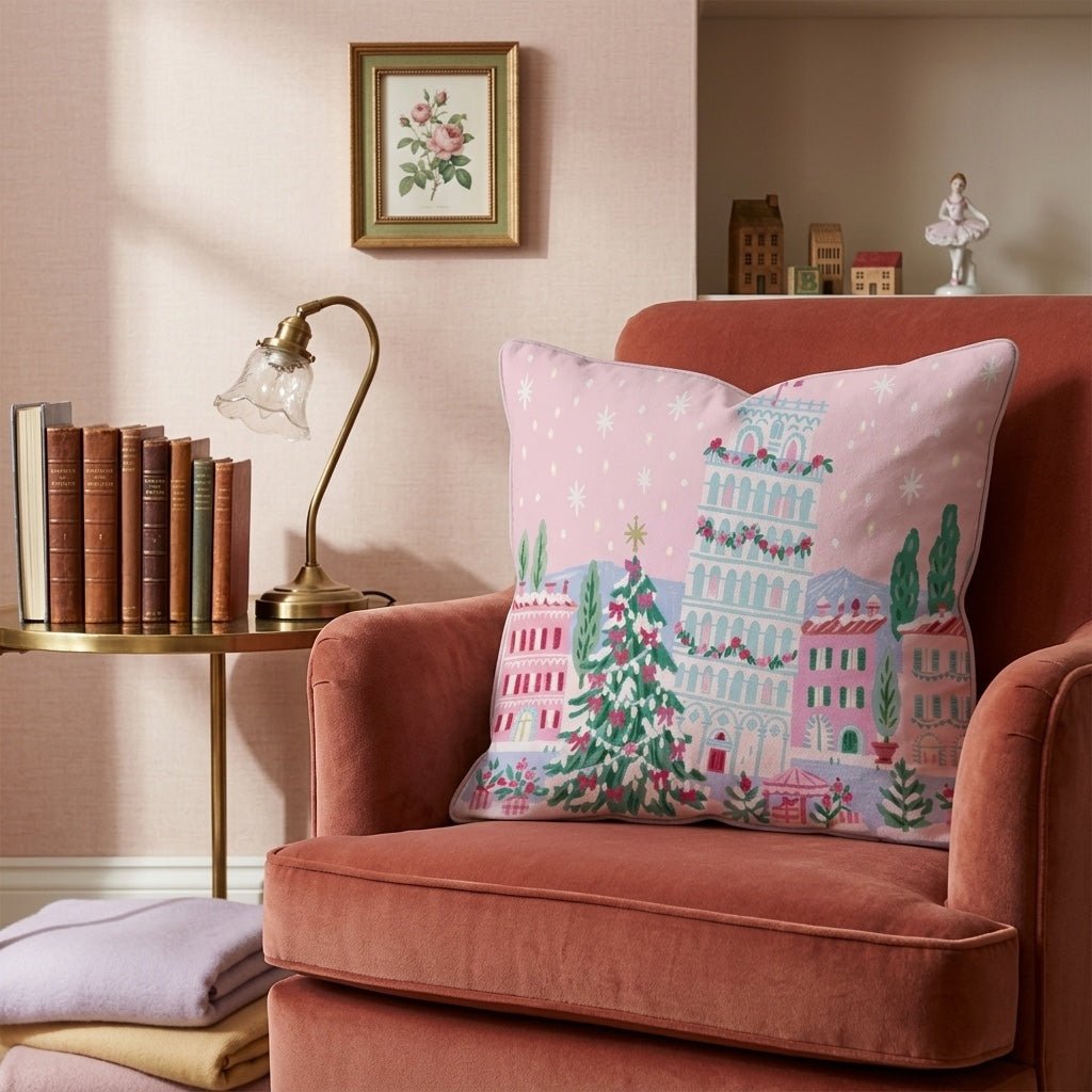 Pisa Tower Christmas Throw Pillow - Hillcroft Home