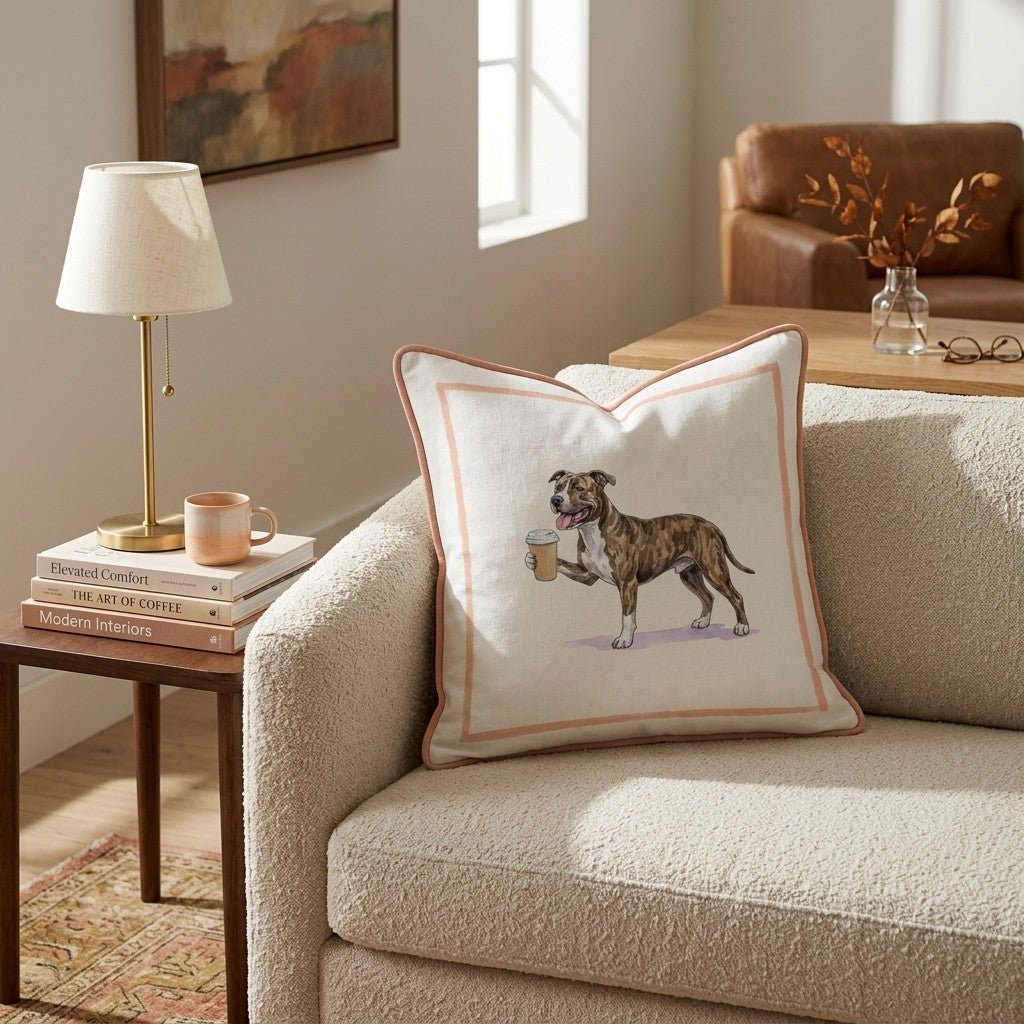 Pit Bull Coffee Throw Pillow - Hillcroft Home