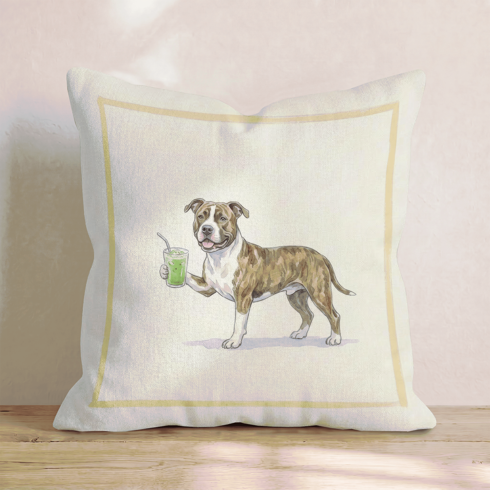 Pit Bull Matcha Throw Pillow - Hillcroft Home