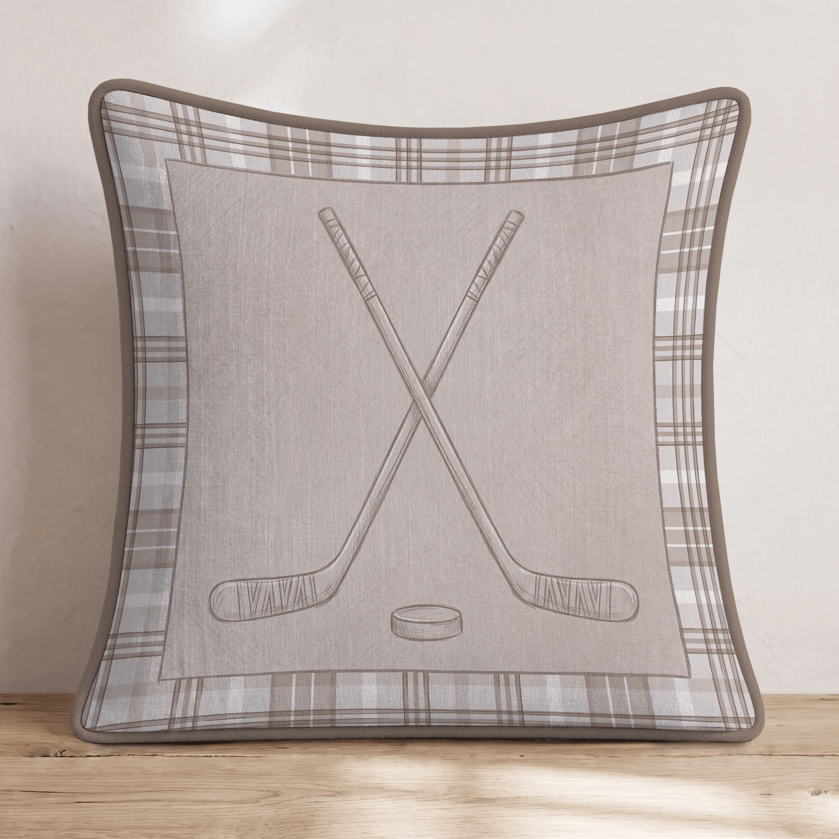 Plaid Hockey Sticks Throw Pillow - Hillcroft Home