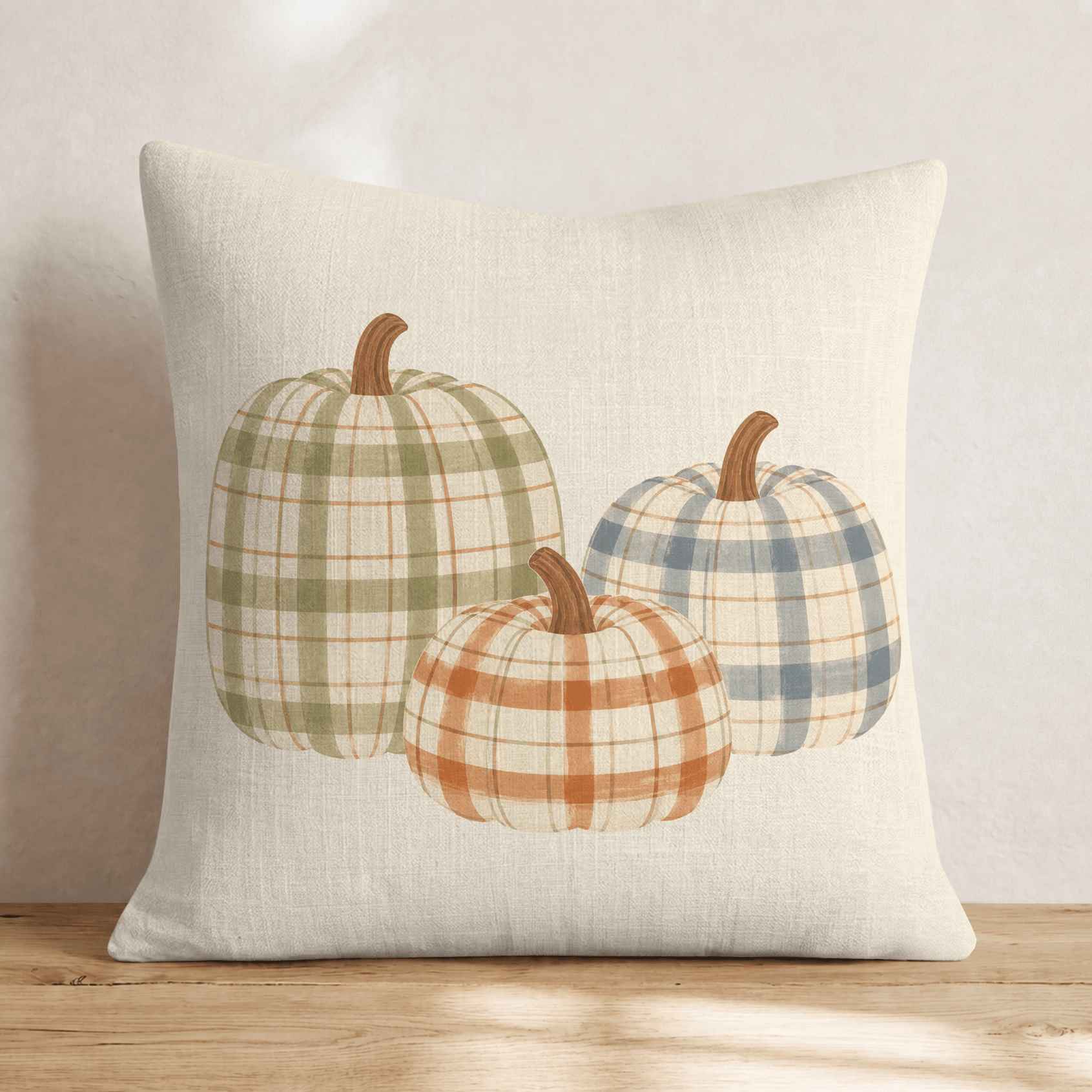 Plaid Pumpkins Throw Pillow - Hillcroft Home