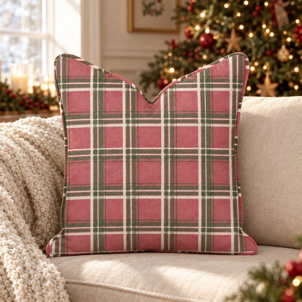Plaid Tidings Throw Pillow throw pillow - Hillcroft Home
