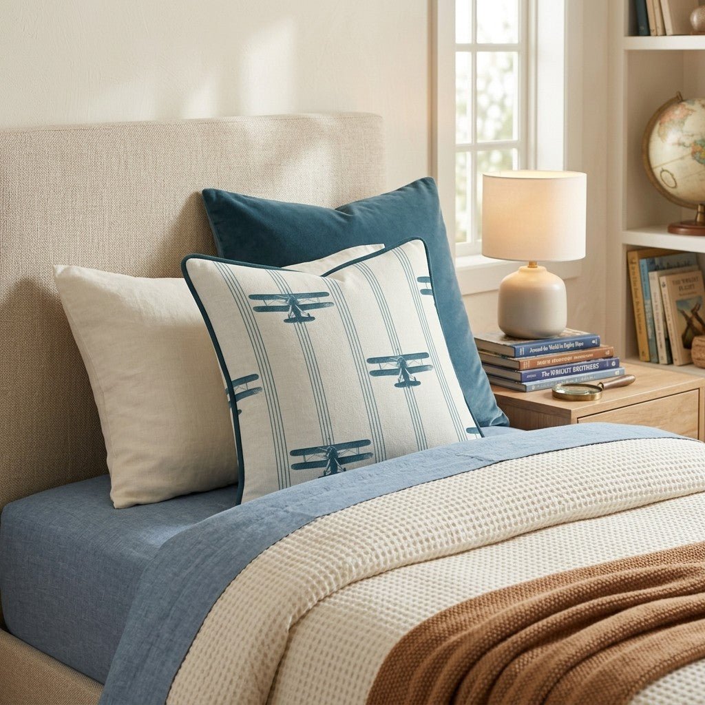 Planes & Stripes Throw Pillow - Hillcroft Home