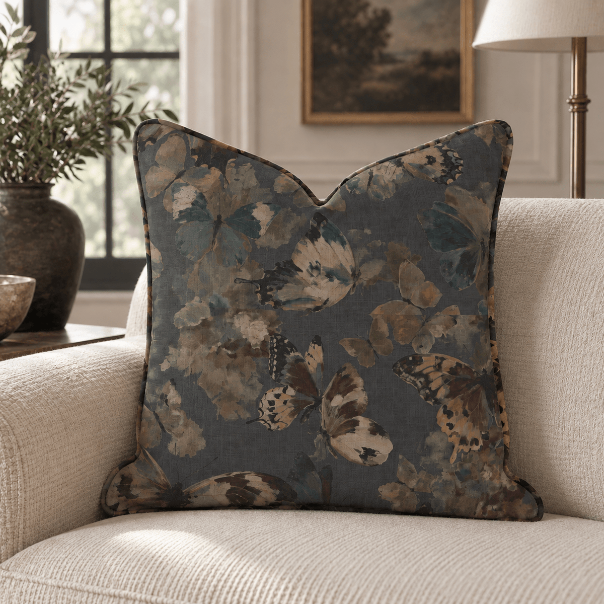 Plum Butterflies Throw Pillow throw pillow - Hillcroft Home