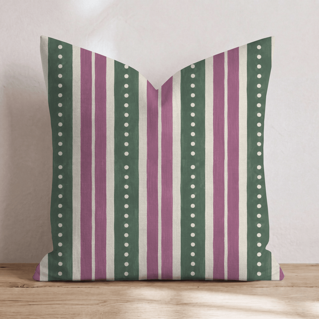 Plum Garland Stripe Throw Pillow throw pillow - Hillcroft Home