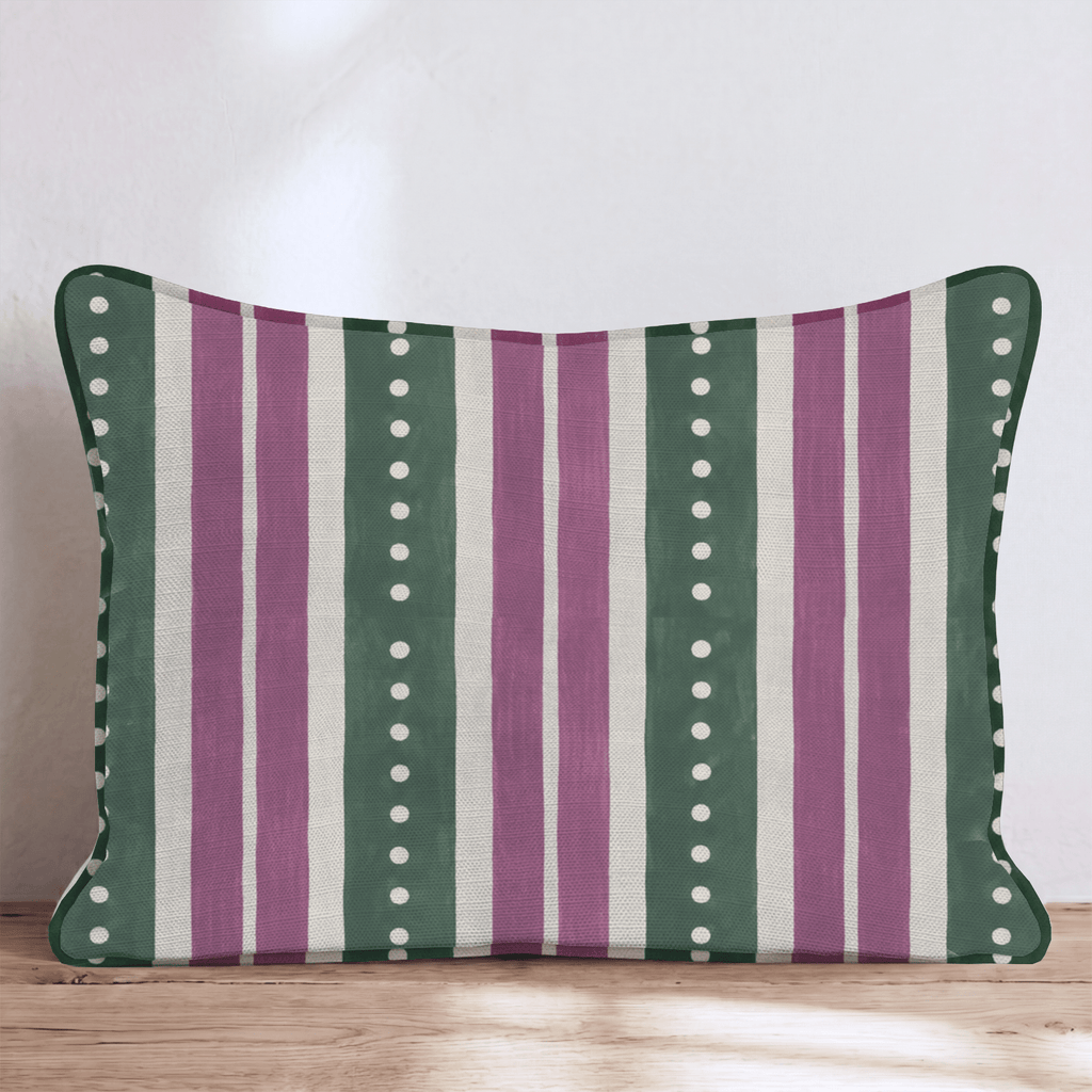 Plum Garland Stripe Throw Pillow throw pillow - Hillcroft Home