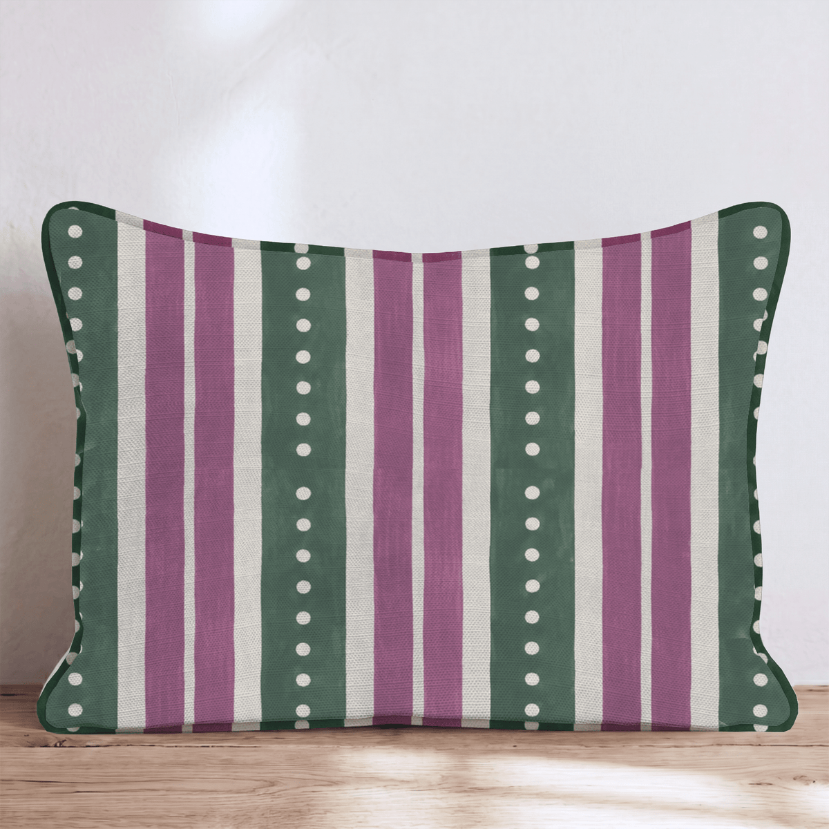 Plum Garland Stripe Throw Pillow throw pillow - Hillcroft Home