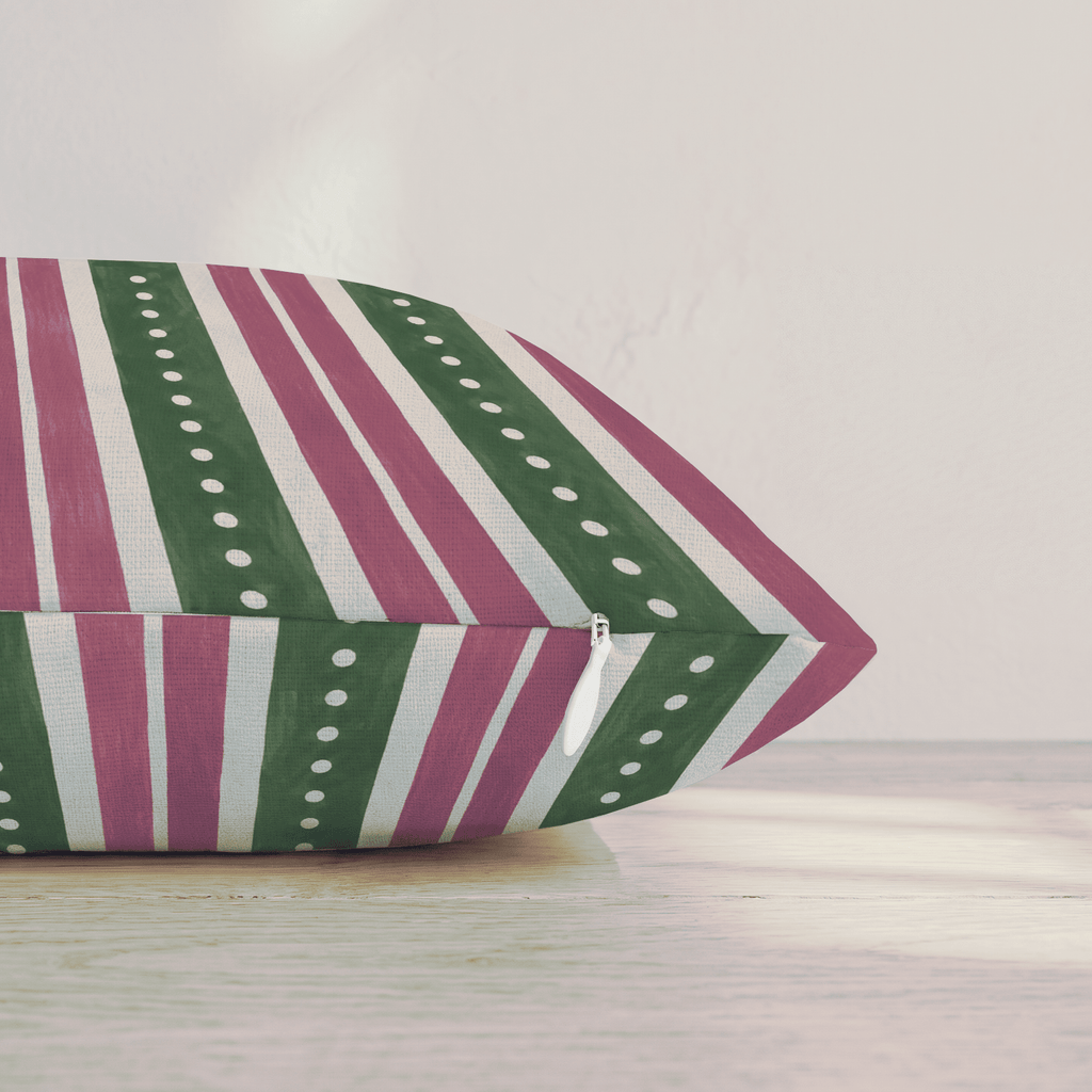 Plum Garland Stripe Throw Pillow throw pillow - Hillcroft Home