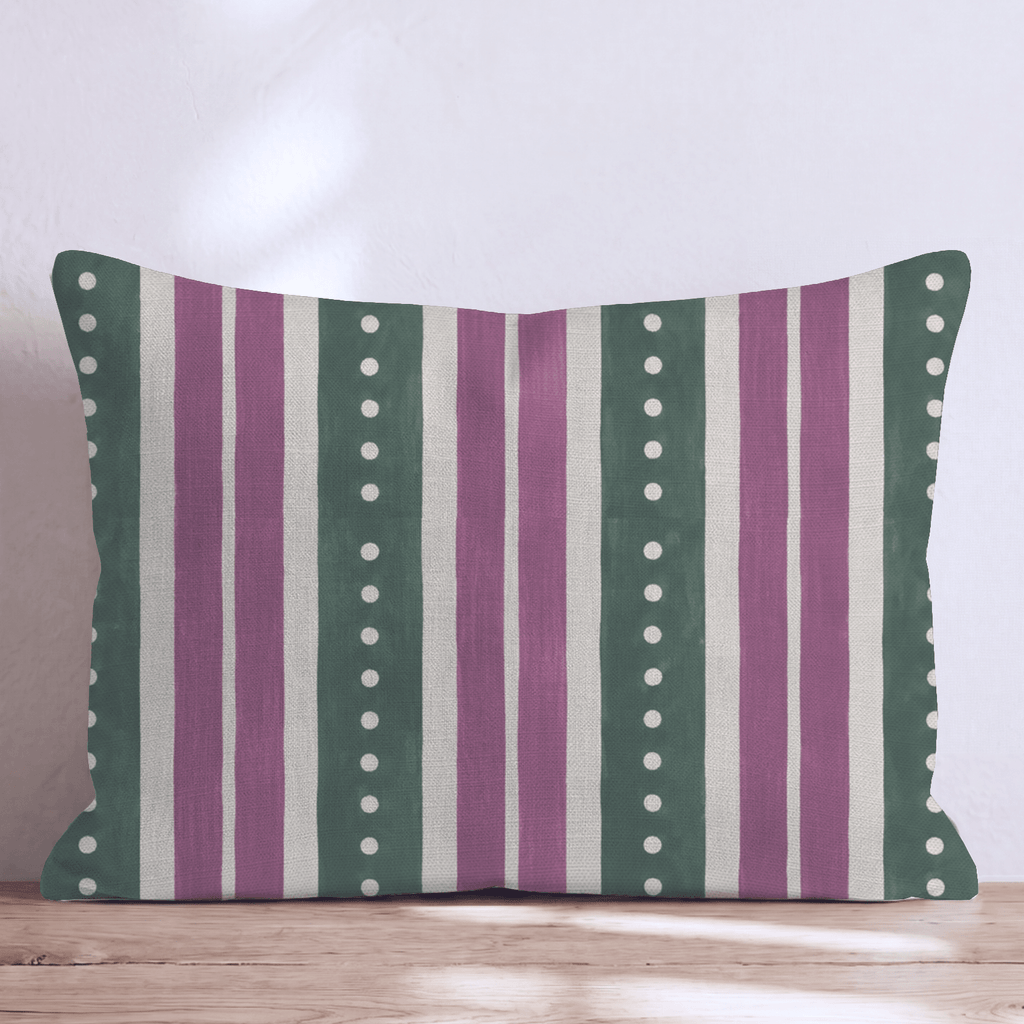 Plum Garland Stripe Throw Pillow throw pillow - Hillcroft Home
