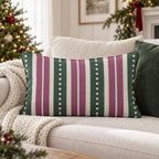 Plum Garland Stripe Throw Pillow throw pillow - Hillcroft Home
