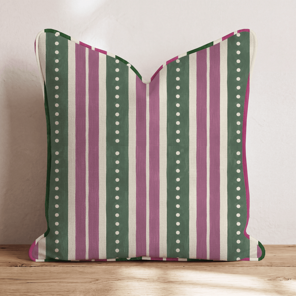 Plum Garland Stripe Throw Pillow throw pillow - Hillcroft Home