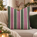 Plum Garland Stripe Throw Pillow throw pillow - Hillcroft Home