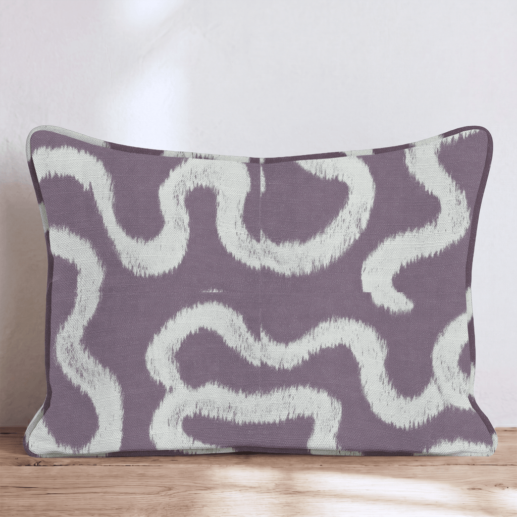 Plum Maze Ribbon Throw Pillow - Hillcroft Home