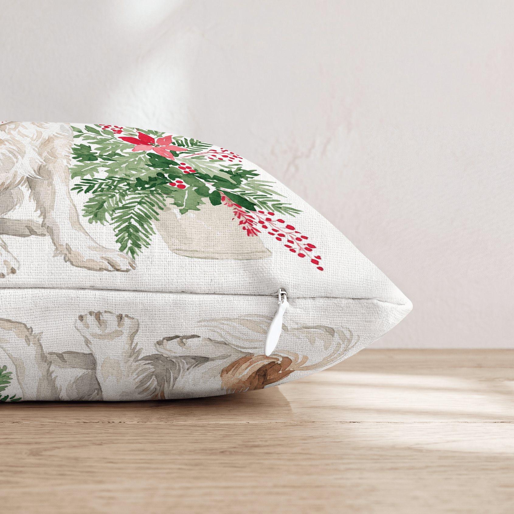 Poinsettia Bandana Cavalier King Charles Spaniel Throw Pillow - Hillcroft Home