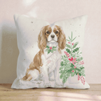 Poinsettia Bandana Cavalier King Charles Spaniel Throw Pillow - Hillcroft Home