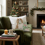 Poinsettia Bandana Cavalier King Charles Spaniel Throw Pillow - Hillcroft Home