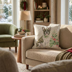 Poinsettia Bandana French Bulldog Throw Pillow throw pillow - Hillcroft Home