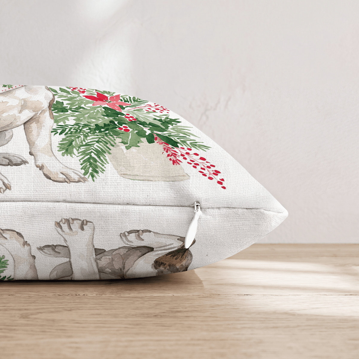 Poinsettia Bandana French Bulldog Throw Pillow - Hillcroft Home