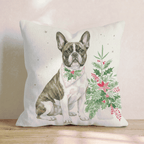 Poinsettia Bandana French Bulldog Throw Pillow - Hillcroft Home