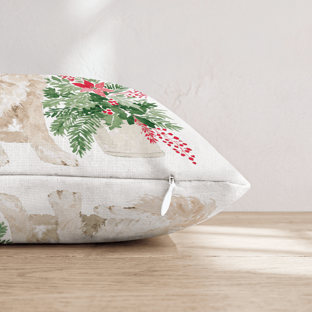 Poinsettia Bandana Golden Throw Pillow - Hillcroft Home