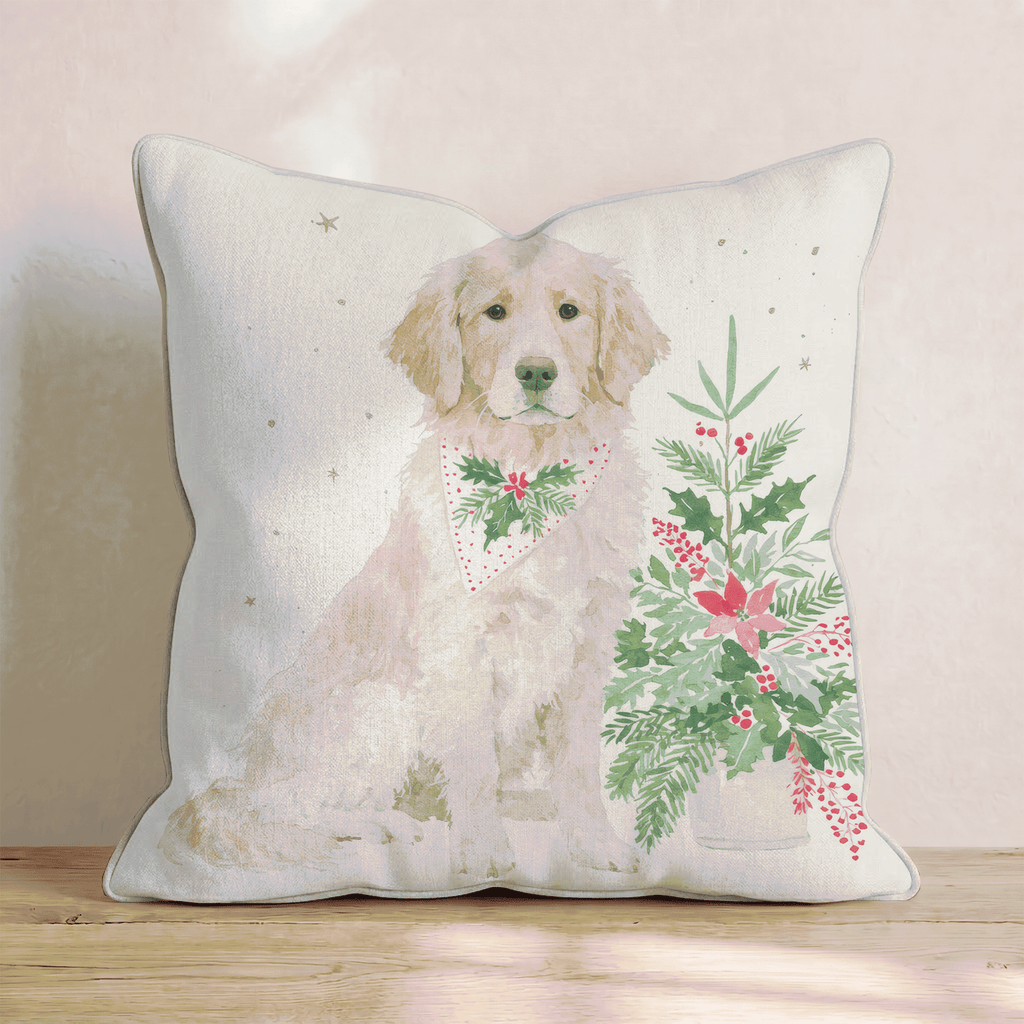 Poinsettia Bandana Golden Throw Pillow - Hillcroft Home