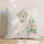 Poinsettia Bandana Golden Throw Pillow - Hillcroft Home
