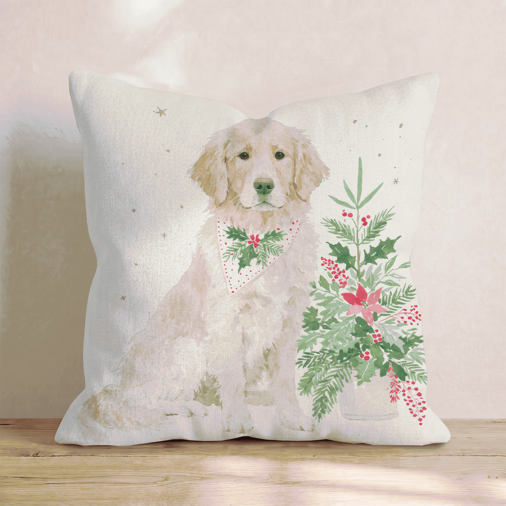 Poinsettia Bandana Golden Throw Pillow - Hillcroft Home