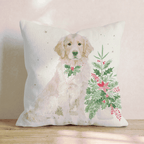 Poinsettia Bandana Golden Throw Pillow - Hillcroft Home