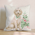 Poinsettia Bandana Goldendoodle Throw Pillow - Hillcroft Home