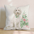 Poinsettia Bandana Labradoodle Throw Pillow - Hillcroft Home