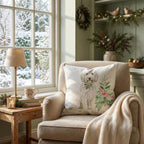 Poinsettia Bandana Labradoodle Throw Pillow throw pillow - Hillcroft Home