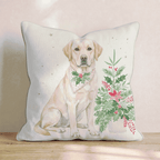 Poinsettia Bandana Labrador Retriever Throw Pillow - Hillcroft Home